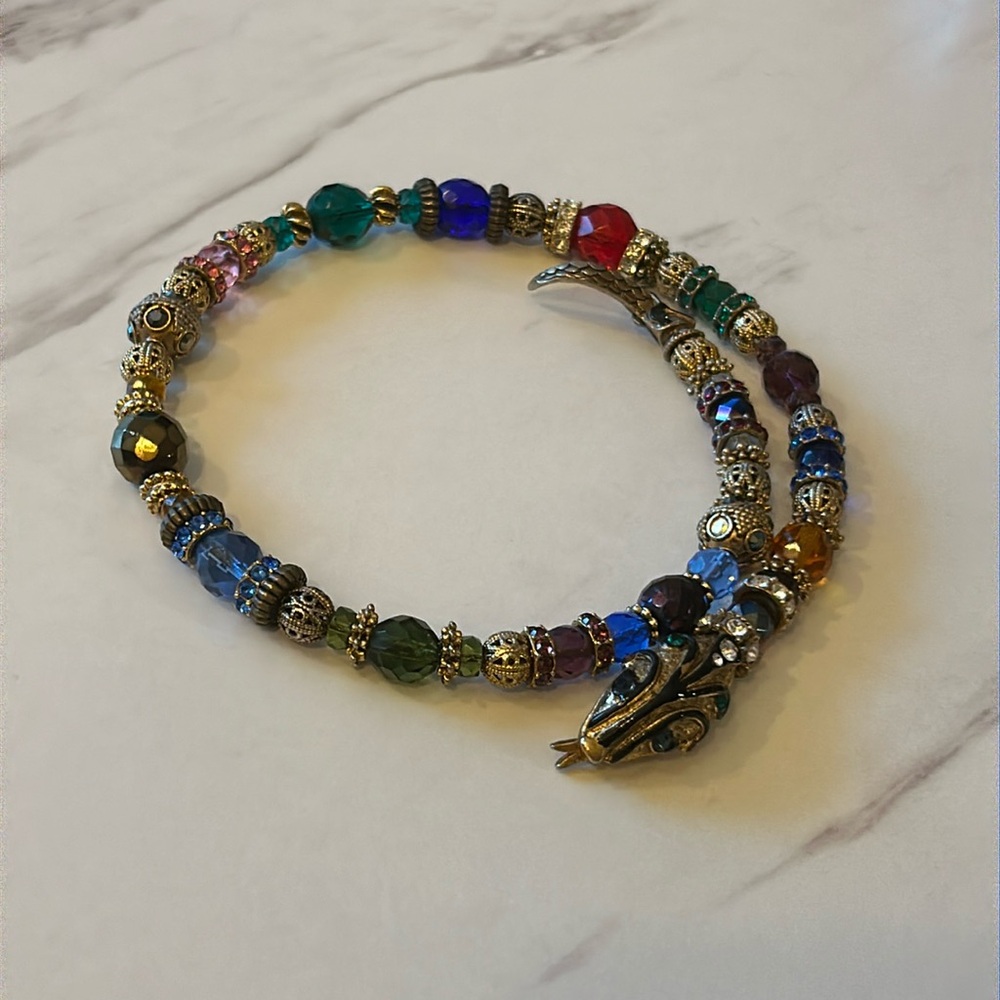Vintage sweet romance multi gem serpentine necklace